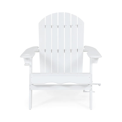 Zenithia outdoor foldable Adirondack chair in white with 2 cup holders on the armrests on Tampa Home & Garden Store
