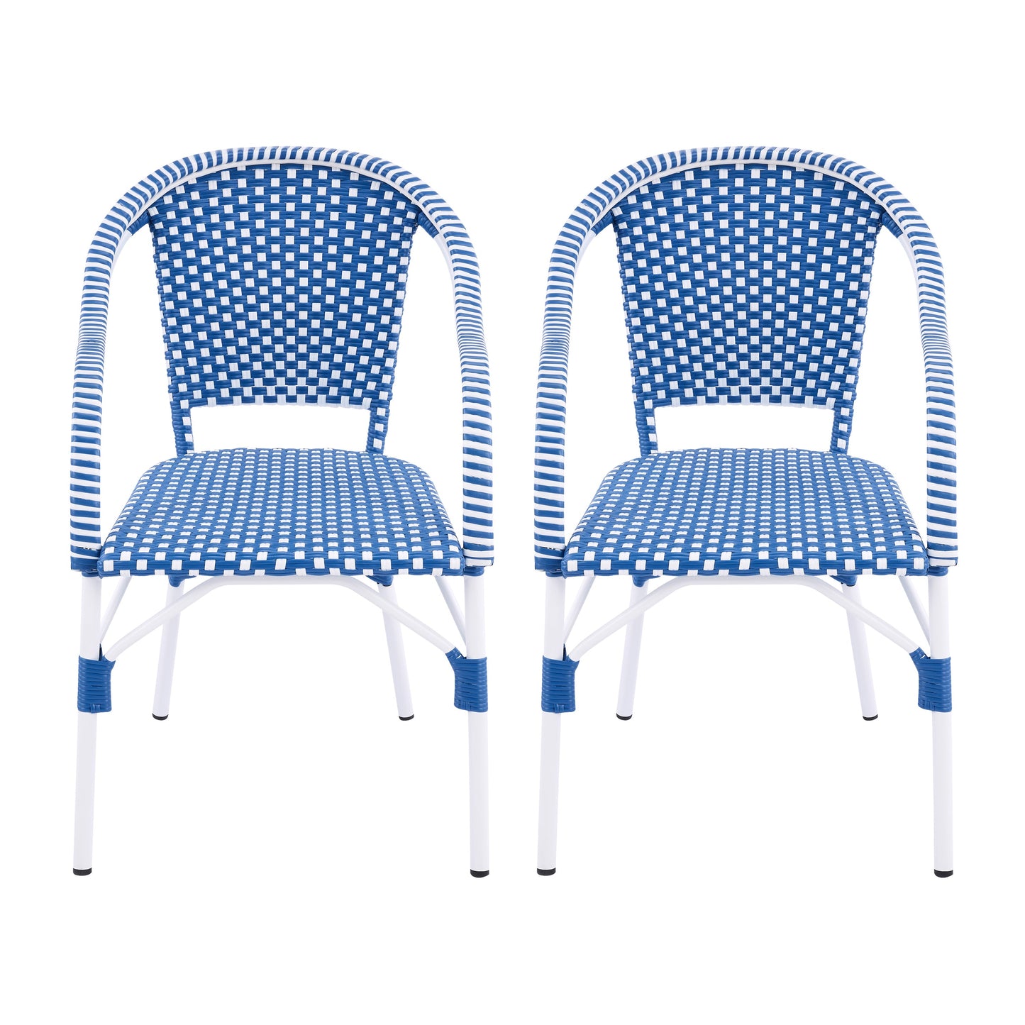 Outdoor bistro chairs set of 2, blue and white woven aluminum frame by HouseOfZazla on Tampa Home & Garden Store