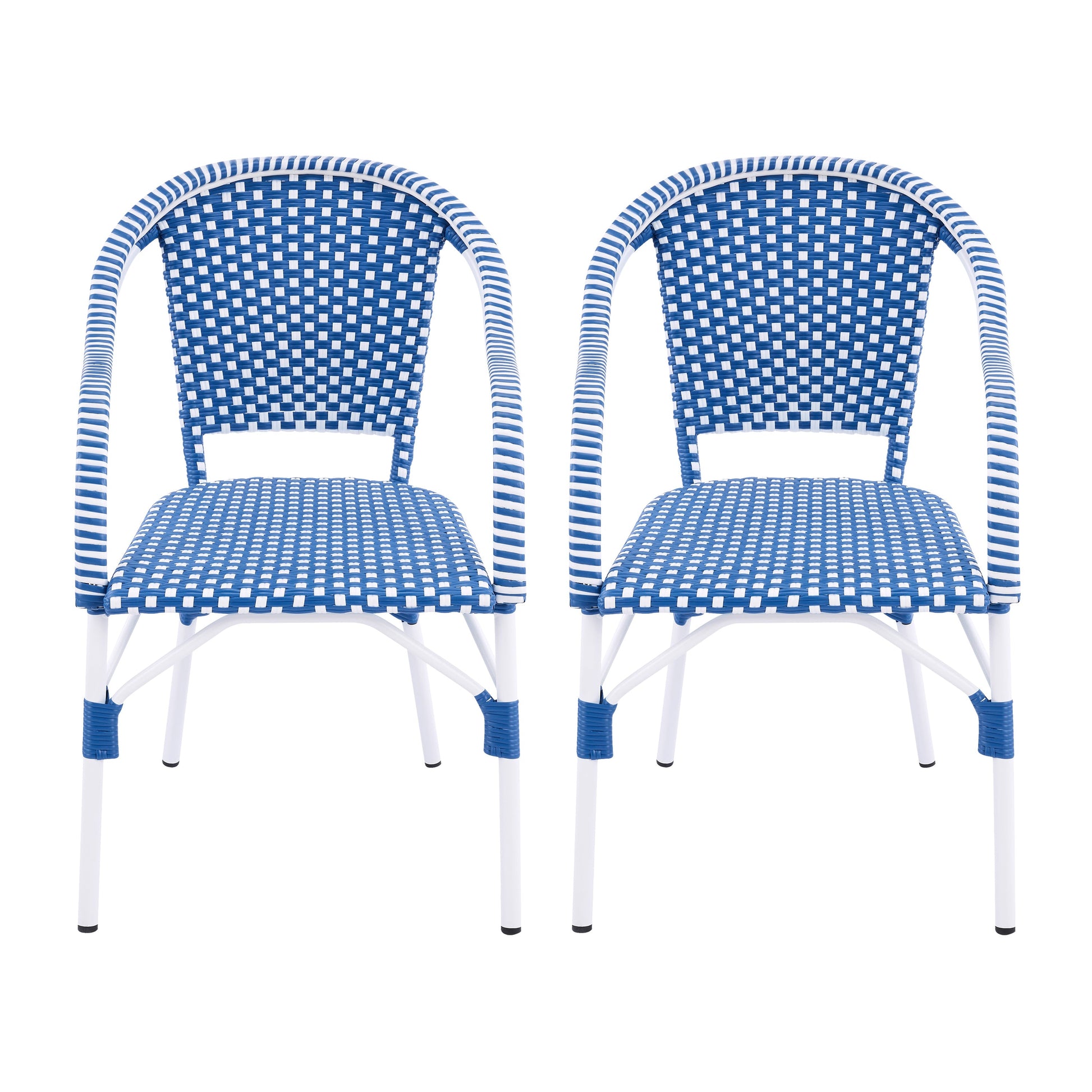 Outdoor bistro chairs set of 2, blue and white woven aluminum frame by HouseOfZazla on Tampa Home & Garden Store