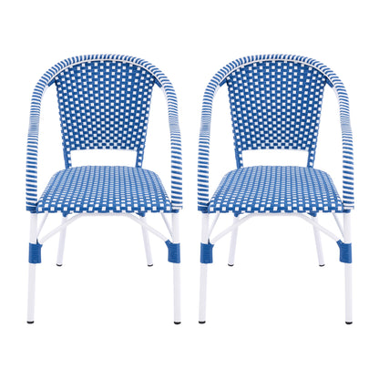 Outdoor bistro chairs set of 2, blue and white woven aluminum frame by HouseOfZazla on Tampa Home & Garden Store