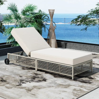 Lounge Chair With 5 Position Backrest Wheels