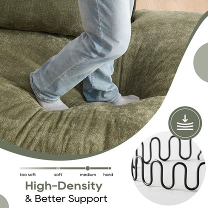 Stationary sectional sofa olive green textured fabric with deep seats on Tampa Home & Garden Store