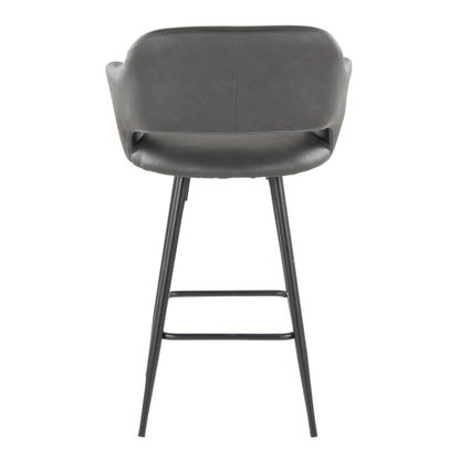 Contemporary fixed-height counter stool with square footrest in gray faux leather and black legs on Tampa Home & Garden Store