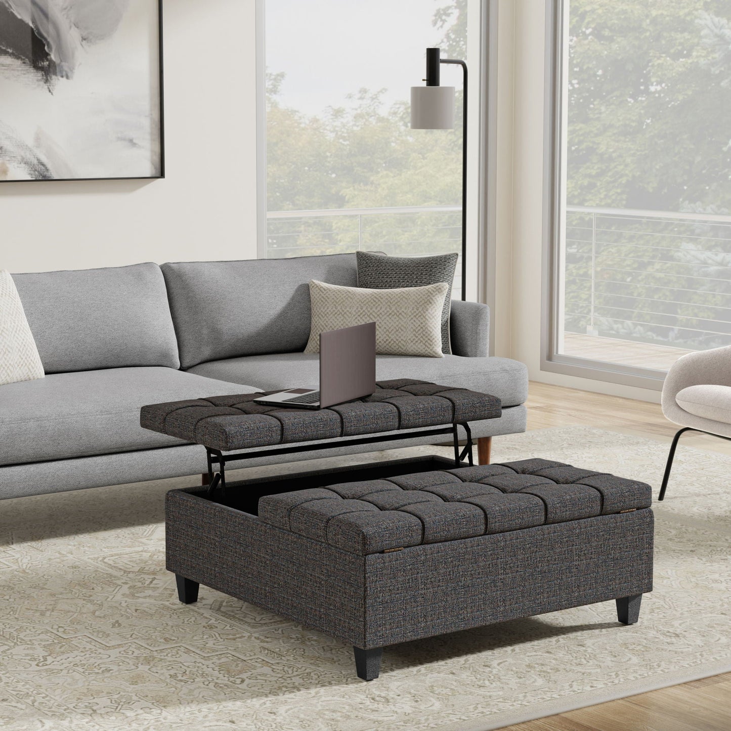 Harrison Upholstered Coffee Table Storage Ottoman