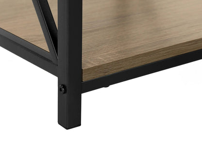 3 Tier Accent Table with wood-look top and black metal frame, shown with lower shelf detail on Tampa Home & Garden Store