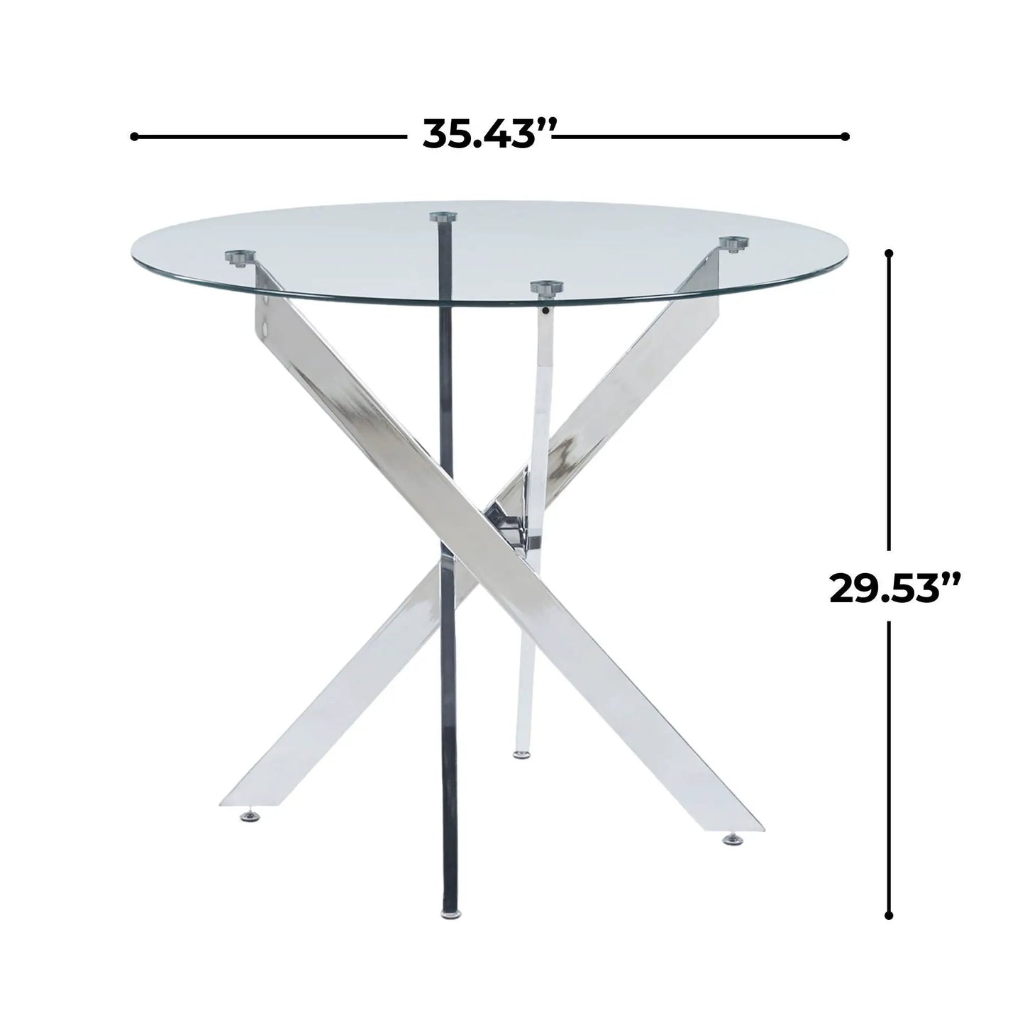Dining table with cross metal legs and tempered glass top, Unique Piece Furniture on Tampa Home & Garden Store