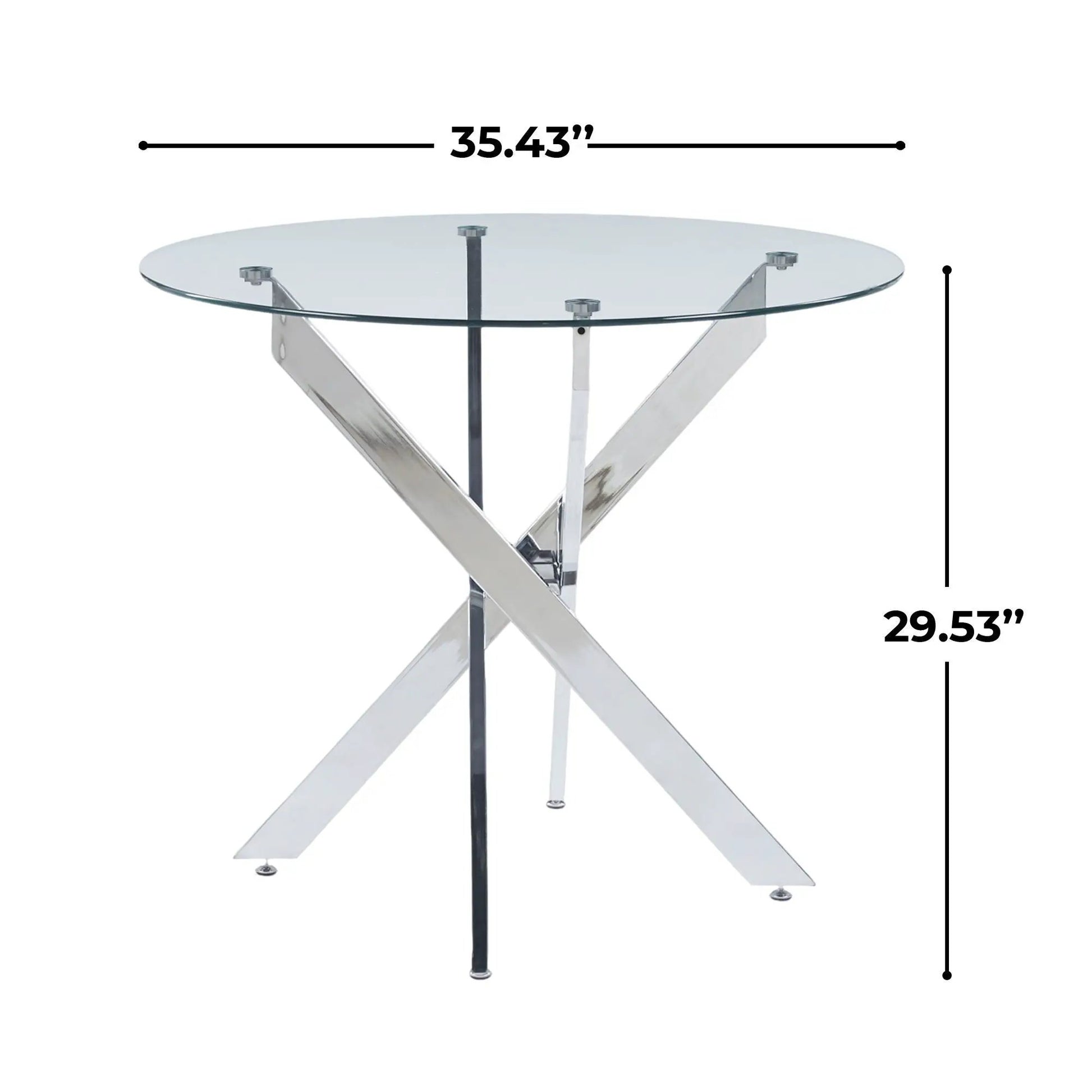 Dining table with cross metal legs and tempered glass top, Unique Piece Furniture on Tampa Home & Garden Store