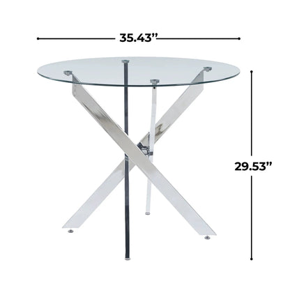 Dining table with cross metal legs and tempered glass top, Unique Piece Furniture on Tampa Home & Garden Store