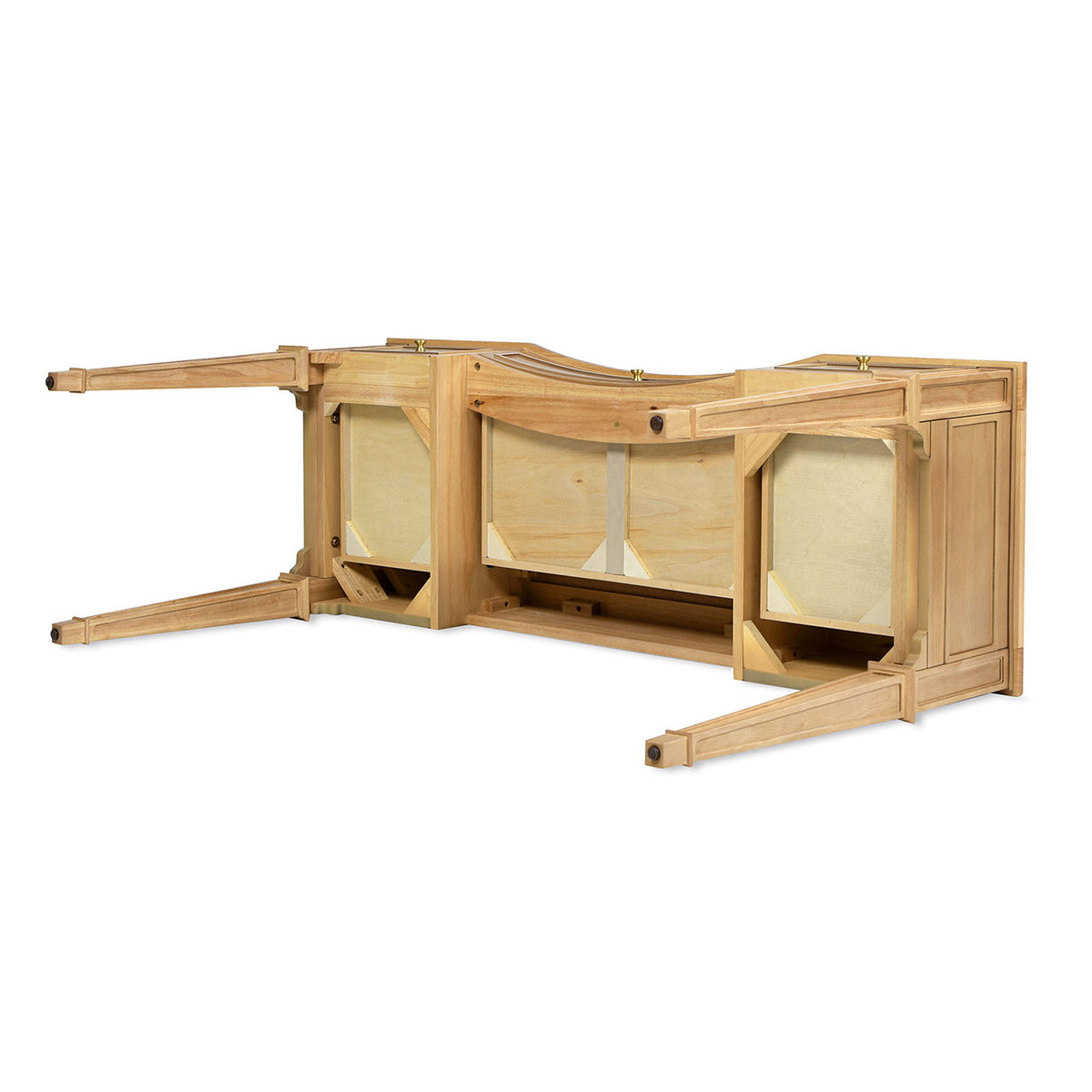 Dauphin 3-Drawer Executive Desk in light brown wood with curved top and soft-close drawers on Tampa Home & Garden Store