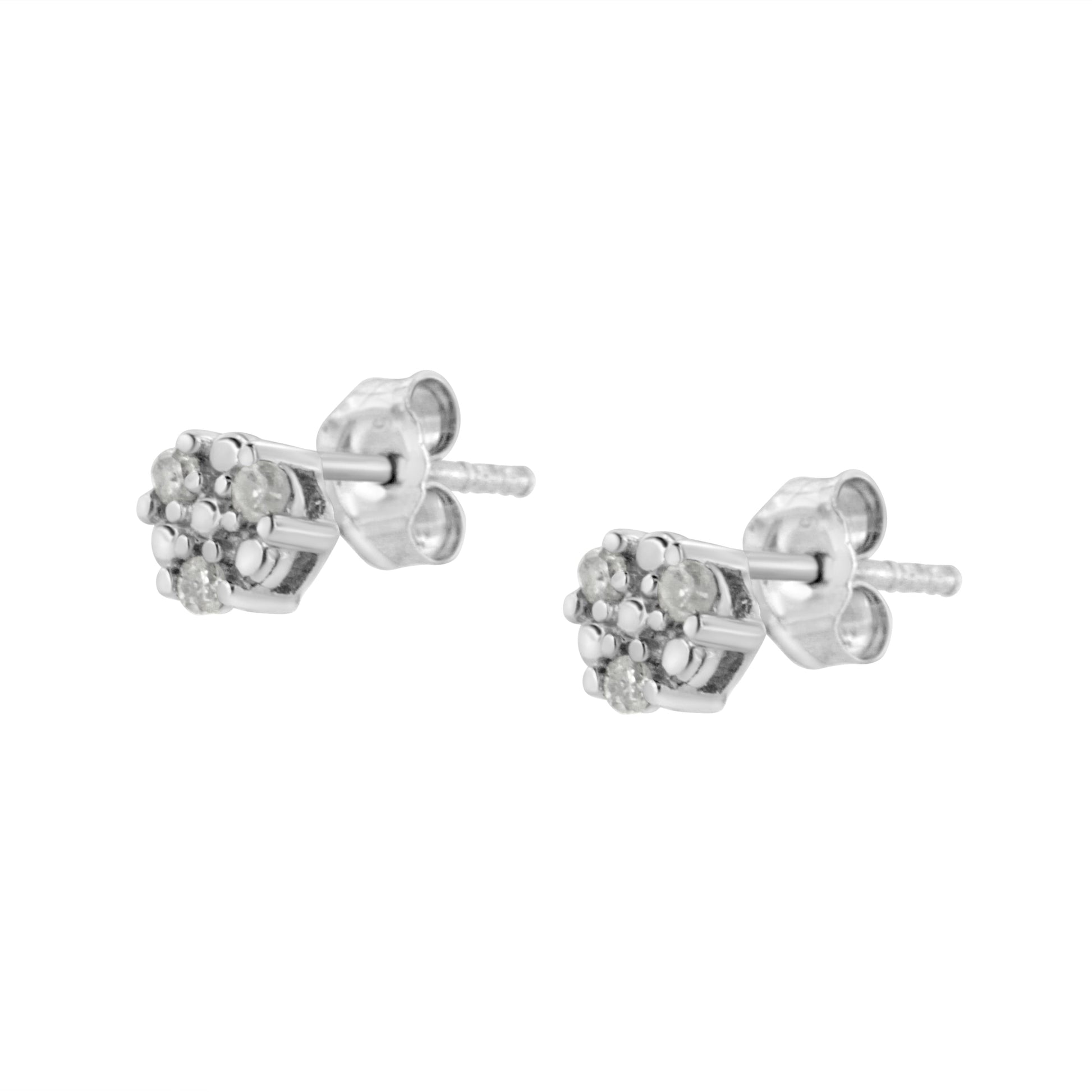 Sterling silver 1/10 ct tw trio diamond stud earrings prong-set rounds by Bids.com on Tampa Home & Garden Store