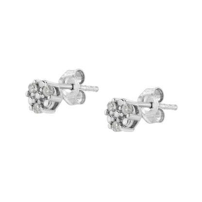 Sterling silver 1/10 ct tw trio diamond stud earrings prong-set rounds by Bids.com on Tampa Home & Garden Store