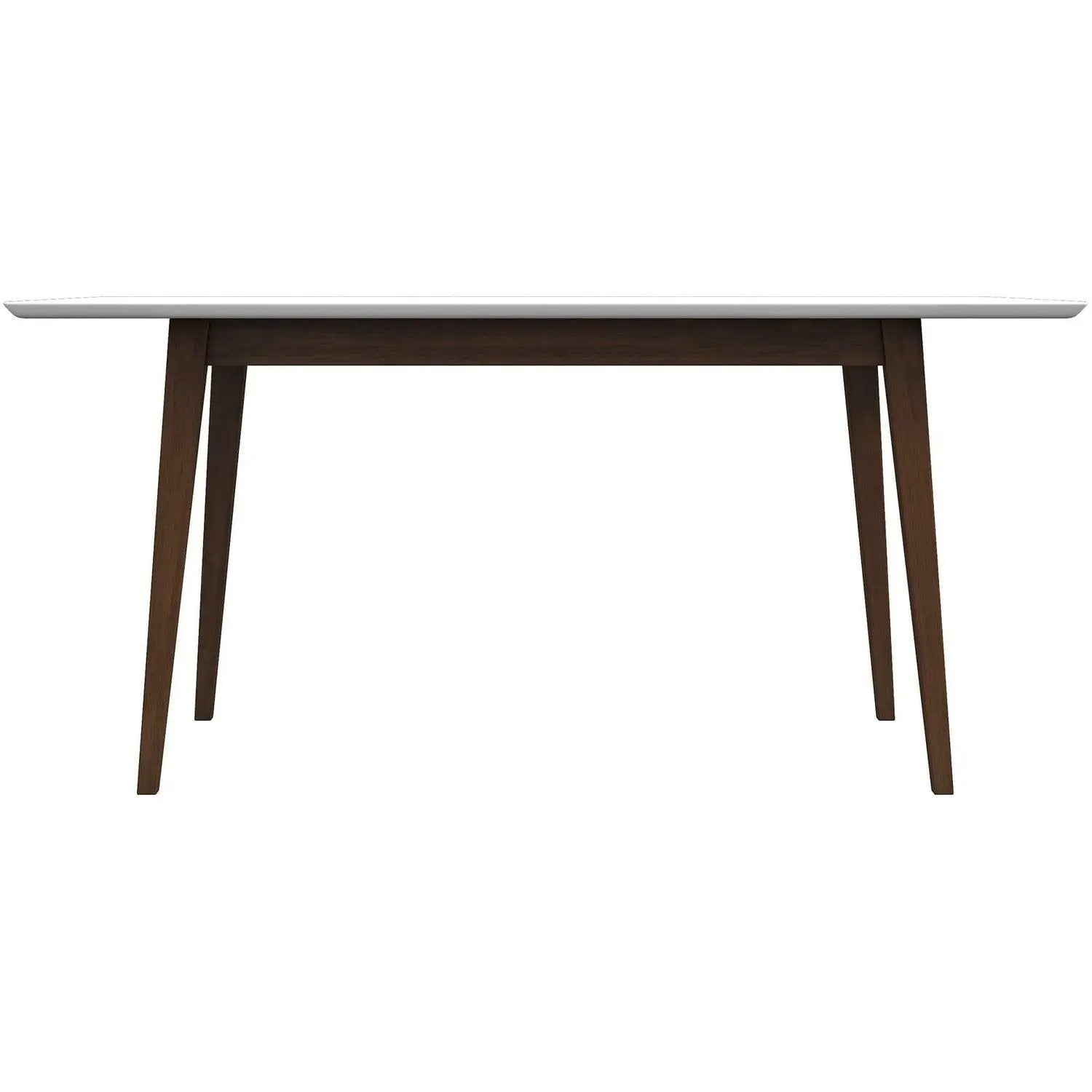 Mary modern style rectangular dining table with white tabletop and dark wooden legs on Tampa Home & Garden Store