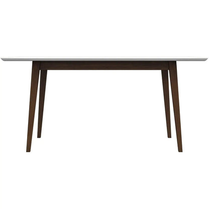 Mary modern style rectangular dining table with white tabletop and dark wooden legs on Tampa Home & Garden Store