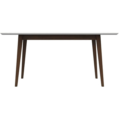 Mary Modern Rectangular Dining Table by HouseOfZazla with white top and dark wood legs on Tampa Home & Garden Store