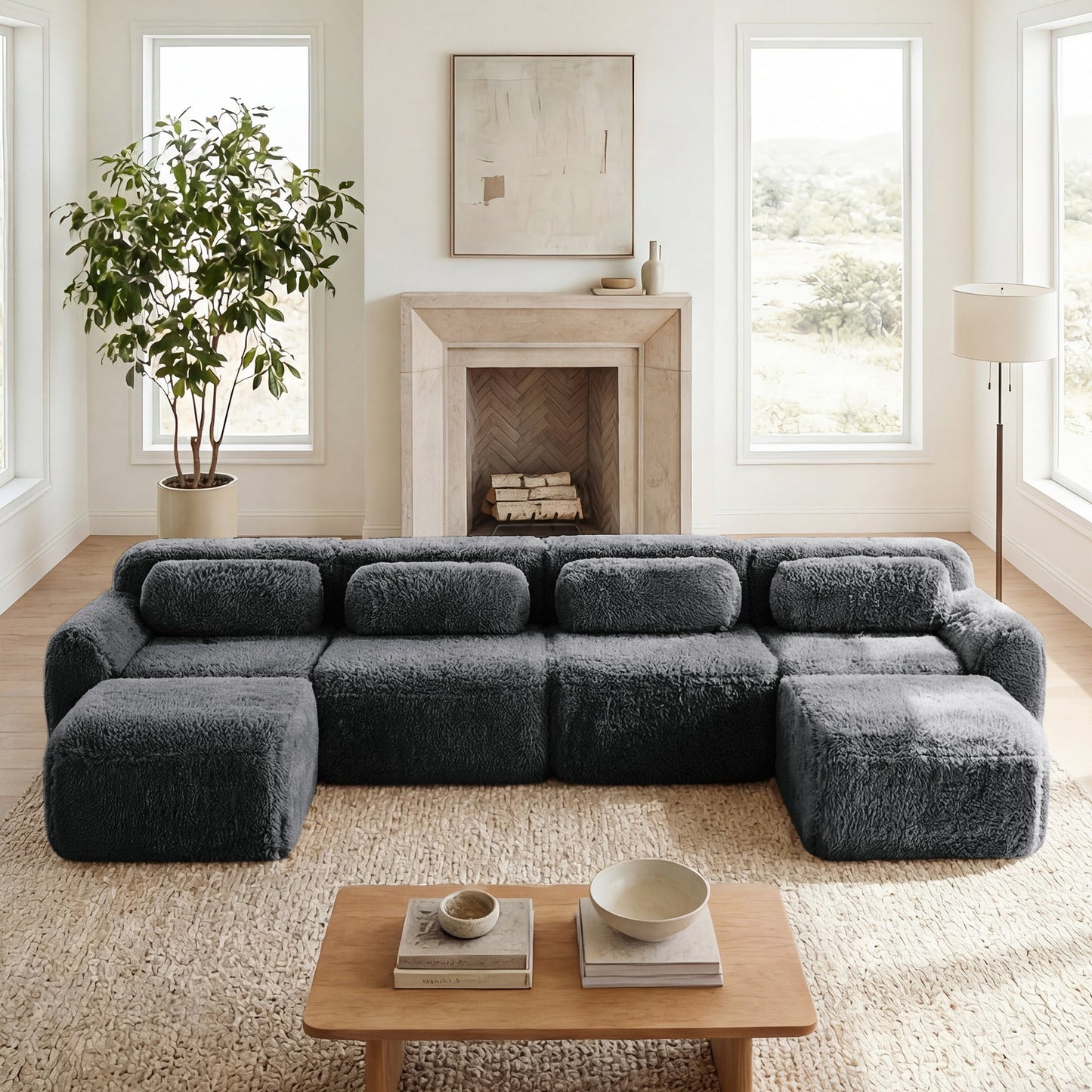 Plush U Shaped Boneless Sofa For a Quiet Retreat