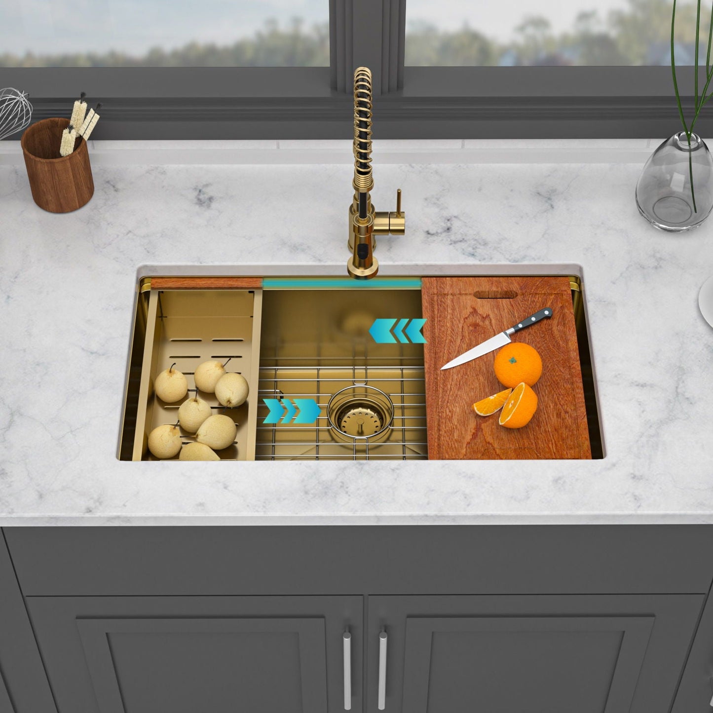 Stainless Steel Undermount Sink and Kitchen Prep