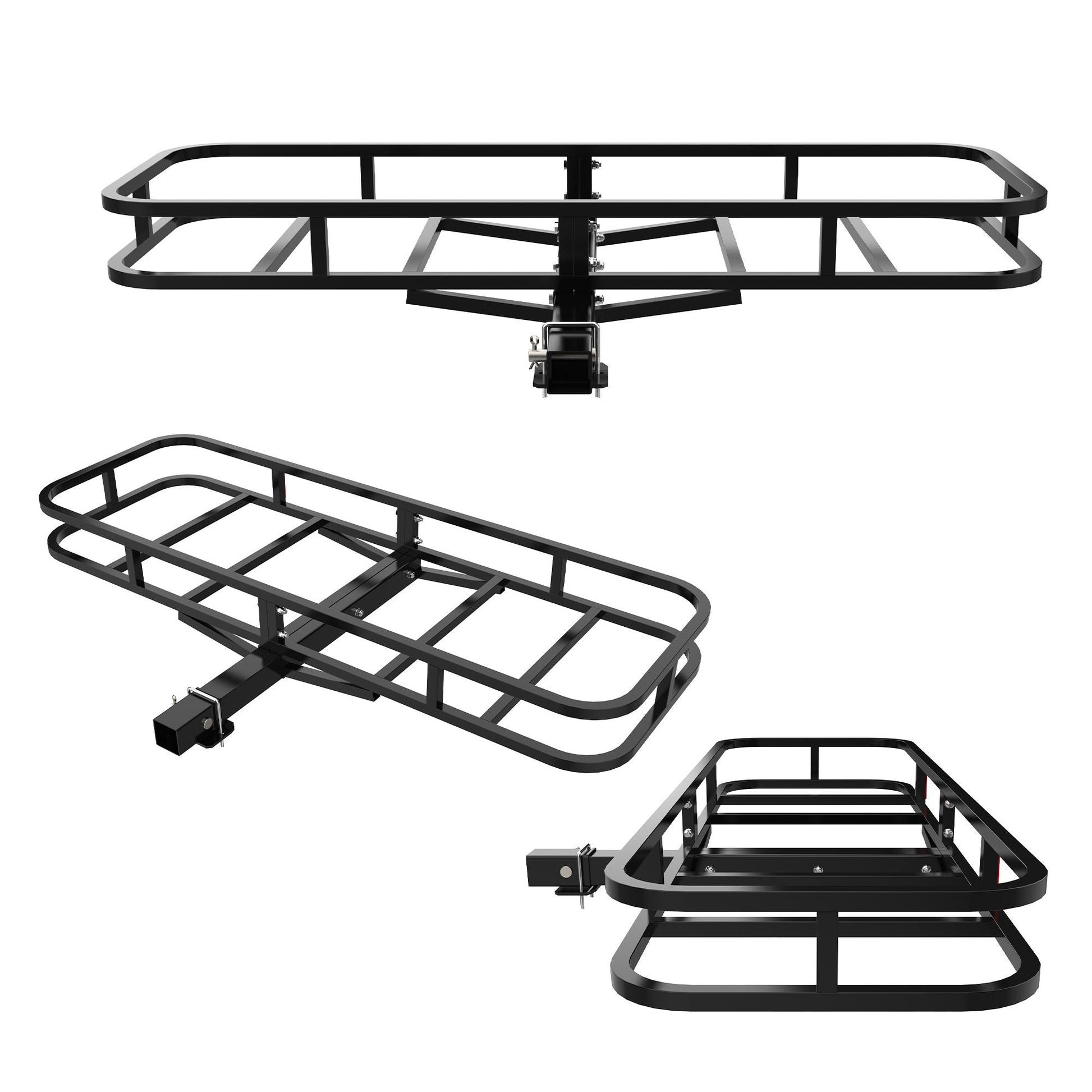 Two HouseOfZazla heavy duty alloy steel cargo baskets, black, hitch-mount, 500 lb capacity on Tampa Home & Garden Store