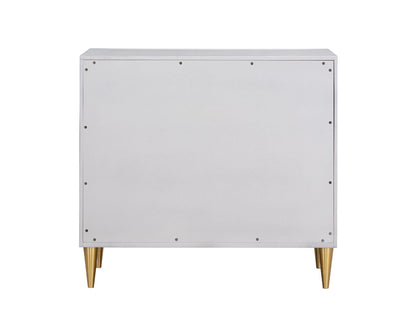 Anson Console Cabinet Silver Champagne finish metal accents and gold tapered legs accent cabinet on Tampa Home & Garden Store