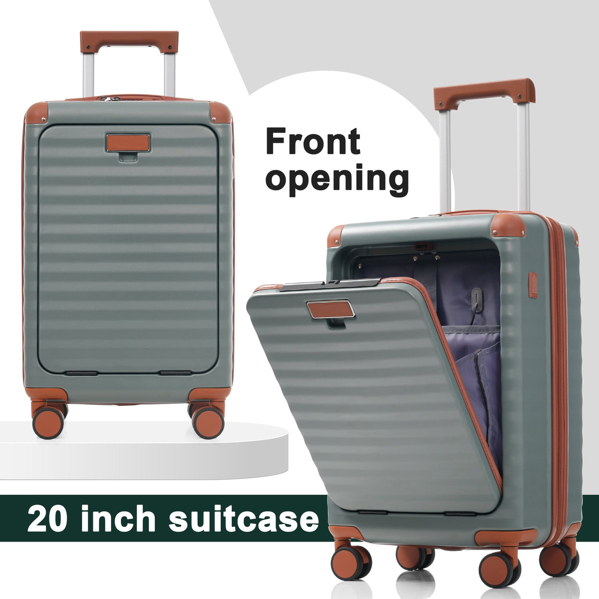 Deluxe 5-Piece Hard-Side Luggage Set by HouseOfZazla with USB and TSA locks in gray orange trim on Tampa Home & Garden Store