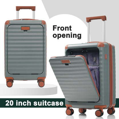 Deluxe 5-Piece Hard-Side Luggage Set by HouseOfZazla with USB and TSA locks in gray orange trim on Tampa Home & Garden Store