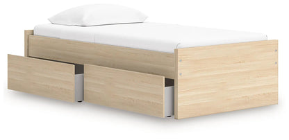 Onita platform bed with natural wood finish and built-in storage drawers on Tampa Home & Garden Store