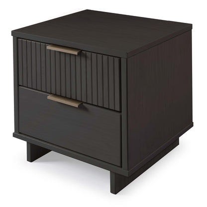 Granville Nightstand with 2 Drawers in dark espresso; grooved fronts, gold pulls HouseOfZazla on Tampa Home & Garden Store