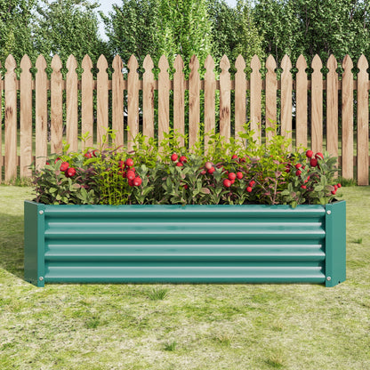 Green metal raised garden bed rectangle planter 4×2×1 ft with corrugated side panels on Tampa Home & Garden Store