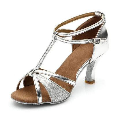 Latin Dance Shoes for Ladies Mid High Heels