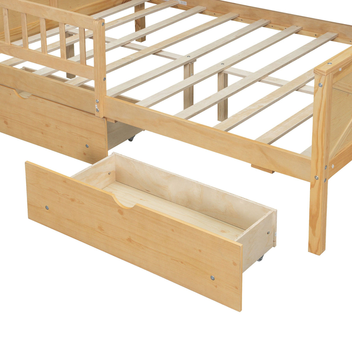 HouseOfZazla storage platform bed in natural wood with built-in drawers on Tampa Home & Garden Store