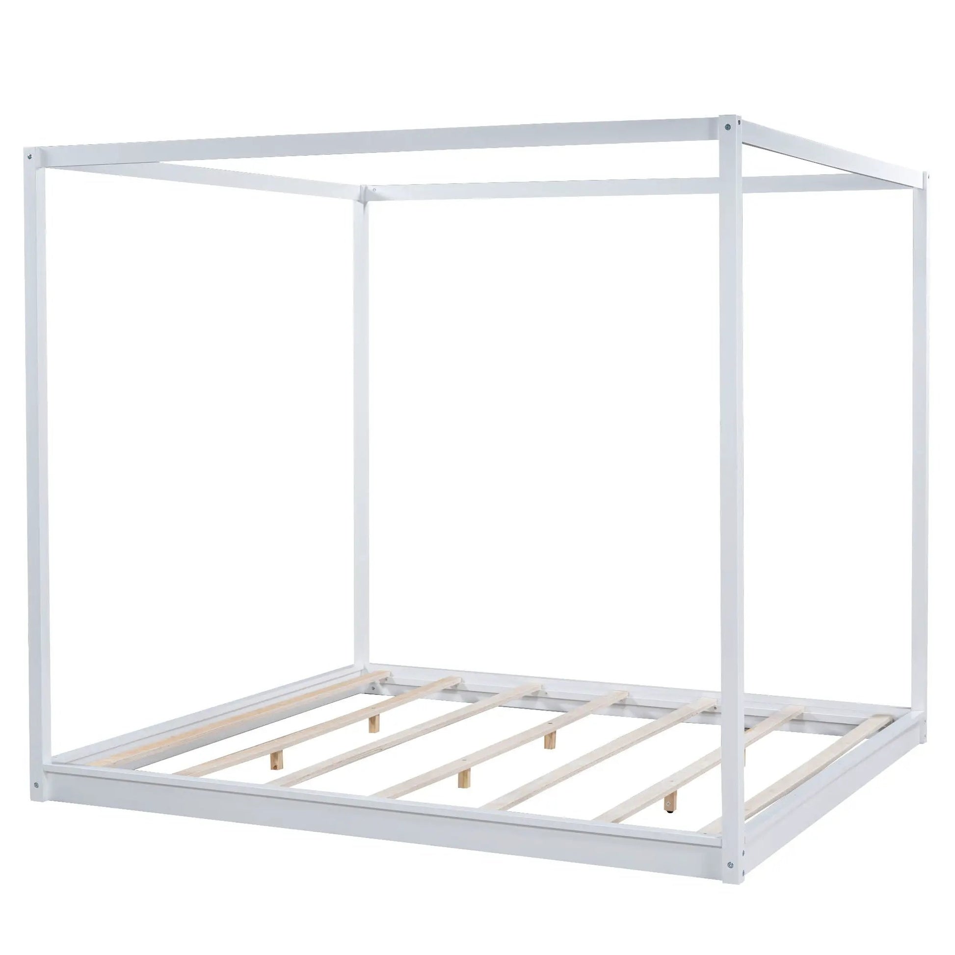 Wood Canopy Platform Bed white frame with airflow slats by Unique Piece Furniture on Tampa Home & Garden Store