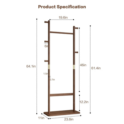 Solid Rubber Wood Hat Rack for Entryways