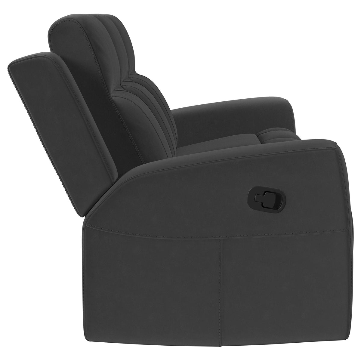 Slater 2-Piece Reclining Sofa in charcoal leather with manual recline on Tampa Home & Garden Store