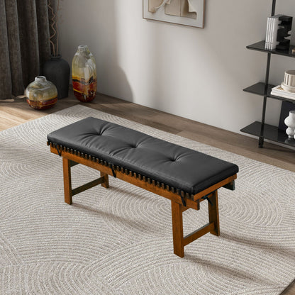 Lucia bench black upholstered with solid wood frame by HouseOfZazla on Tampa Home & Garden Store