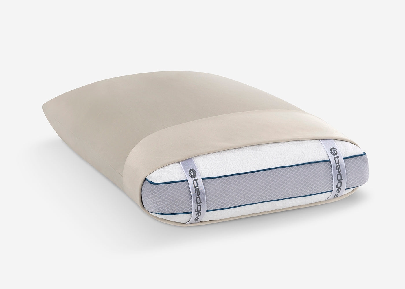 BedGear Dri-Tec Sheet Set beige for split Cal King bed with logoed straps on Tampa Home & Garden Store