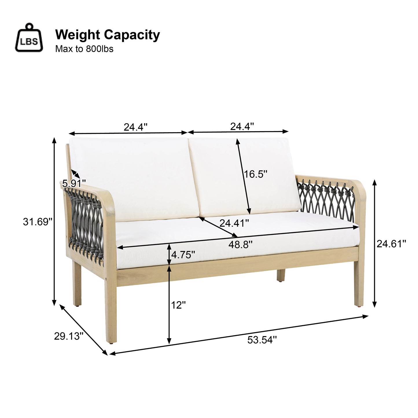 4 Piece Acacia Wood Outdoor Patio and Garden Set