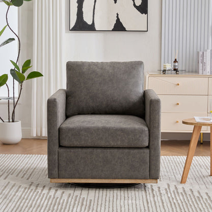 Modern gray square upholstered swivel accent chair with 360 degree rotation on Tampa Home & Garden Store