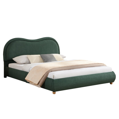 Queen Platform Bed and Soft Curved Headboard