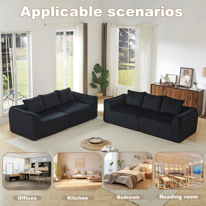 Minimalist and Durable Corduroy Six Seater Sofa