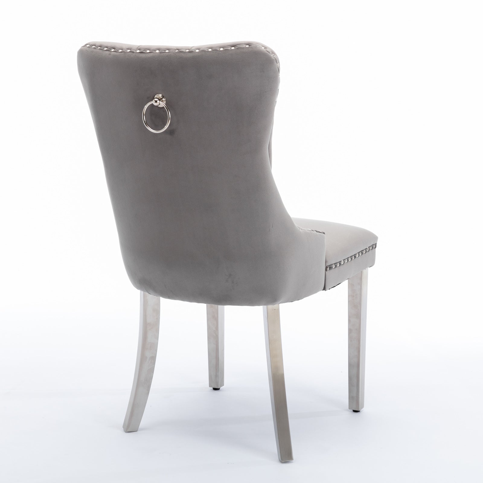Nikki Collection velvet dining chair grey upholstery with chrome legs by HouseOfZazla on Tampa Home & Garden Store