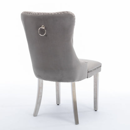 Nikki Collection velvet dining chair grey upholstery with chrome legs by HouseOfZazla on Tampa Home & Garden Store