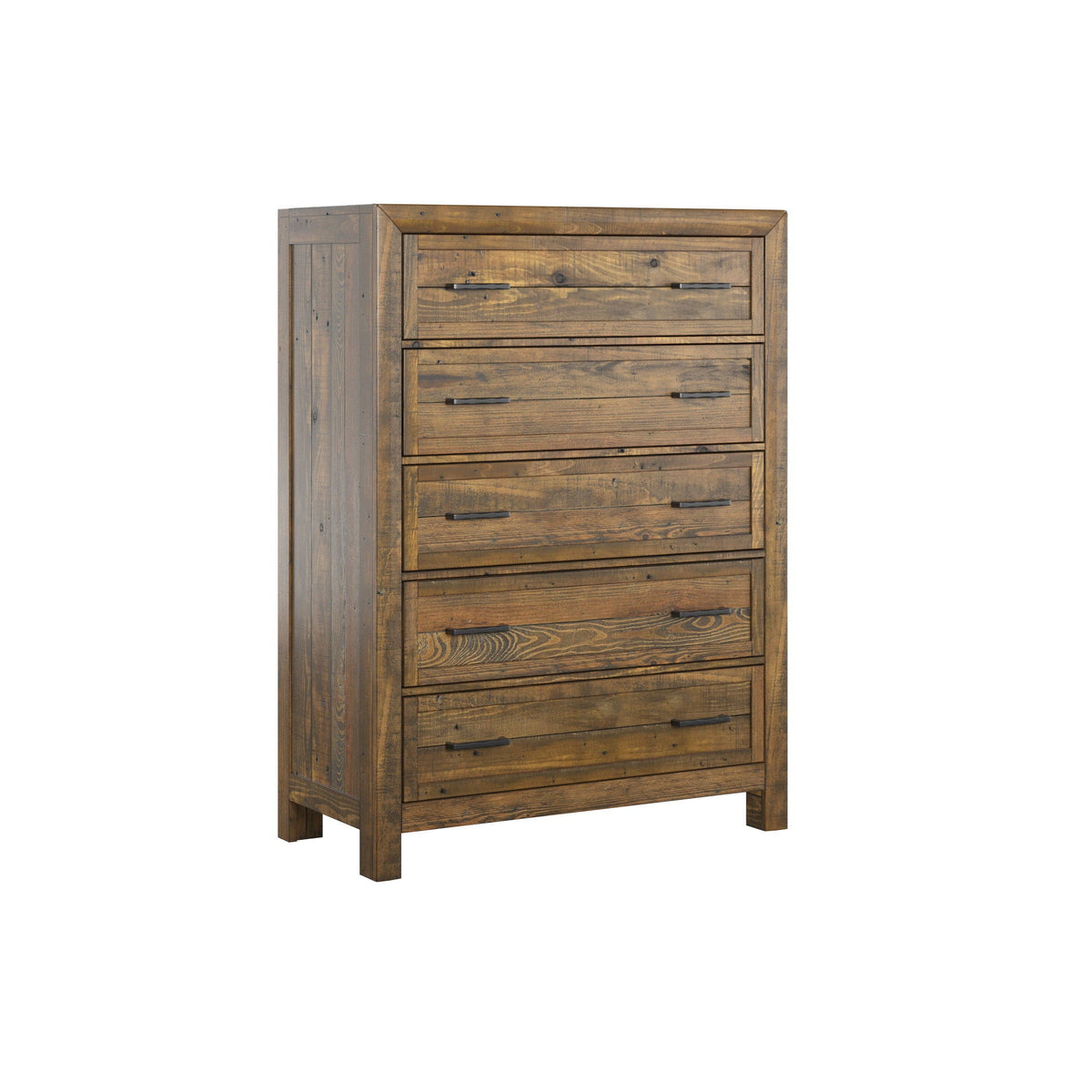 5-drawer solid wood brown chest with rustic metal handles HouseOfZazla accent table on Tampa Home & Garden Store
