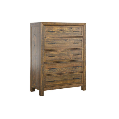 5-drawer solid wood brown chest with rustic metal handles HouseOfZazla accent table on Tampa Home & Garden Store
