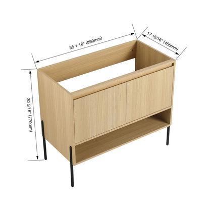 Freestanding oak bathroom vanity with soft-close cabinet doors by Unique Piece Furniture on Tampa Home & Garden Store