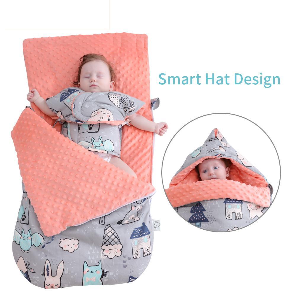Stevvex cocoon sleeping bag envelope swaddle coral interior and grey animal-print outer on Tampa Home & Garden Store