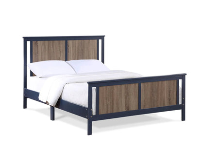 Connelly bed, panel bed with navy frame and wood grain panels by Unique Piece Furniture on Tampa Home & Garden Store