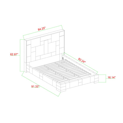 Yaris Bed upholstered bed frame with tall headboard in technical drawing by HouseOfZazla on Tampa Home & Garden Store