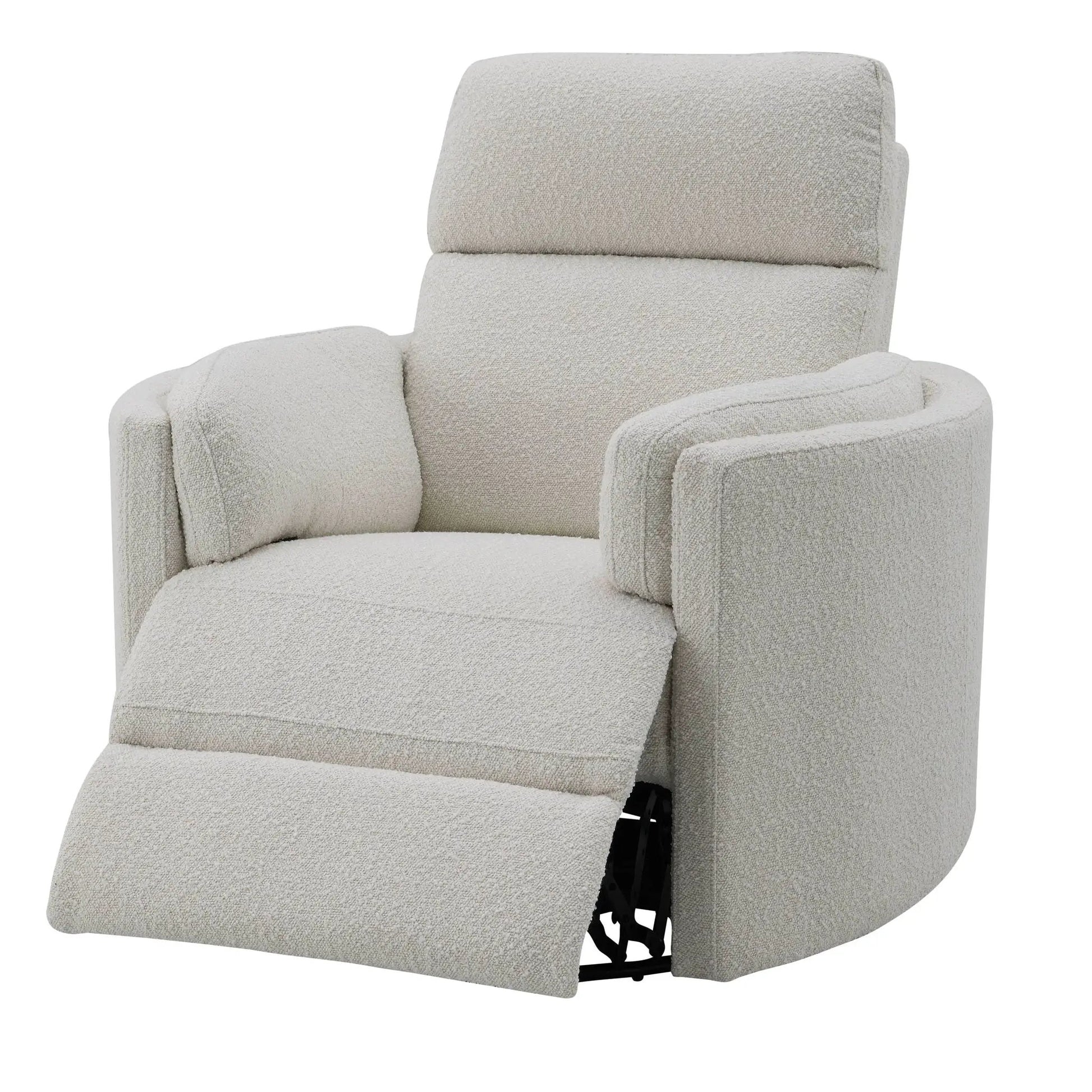 Sagen glider recliner in beige textured fabric with swivel base on Tampa Home & Garden Store