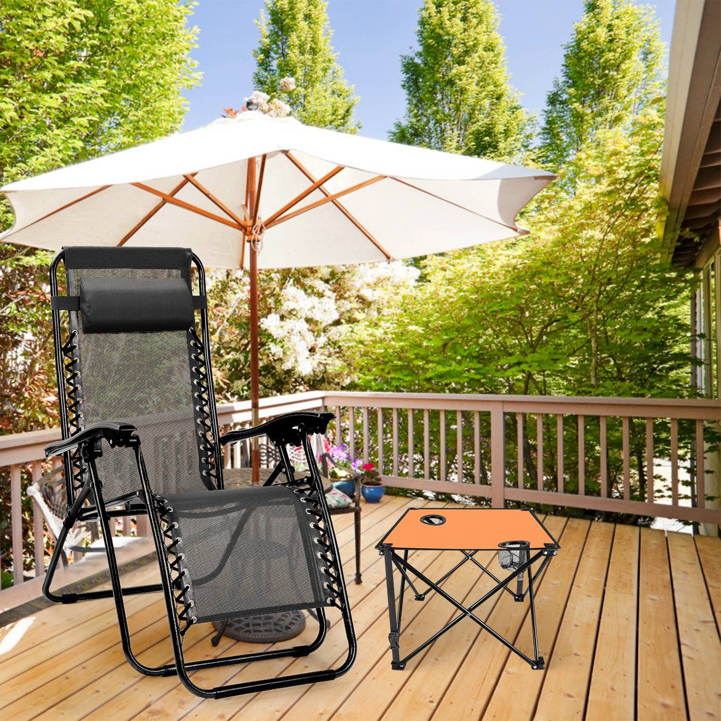 GemGear 2-pack foldable camping tables with orange tops and 2 cup holders portable travel desk on Tampa Home & Garden Store