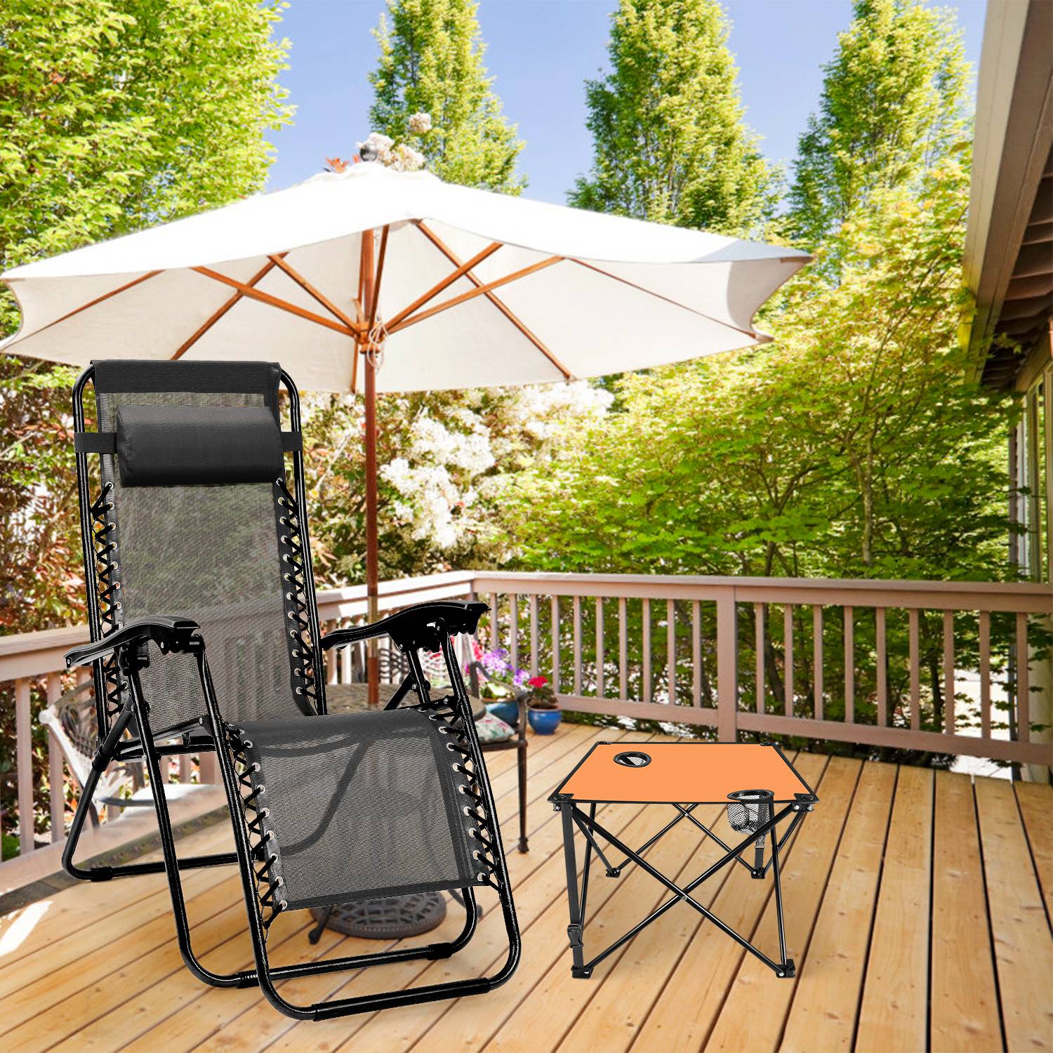 GemGear 2-pack foldable camping tables with orange tops and 2 cup holders portable travel desk on Tampa Home & Garden Store