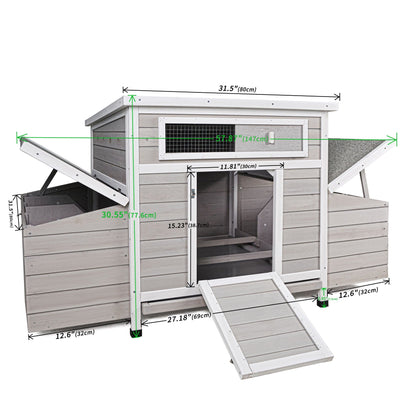 Large Chicken Coop Outdoor Hen House with Dual Nesting Boxes by HouseOfZazla, wooden gray finish on Tampa Home & Garden Store